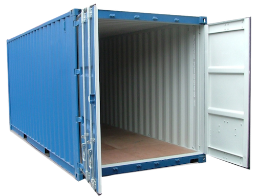 blue shipping container